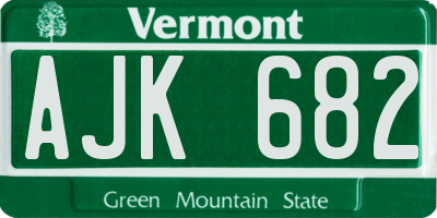 VT license plate AJK682