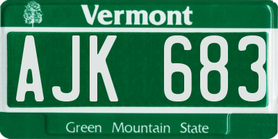 VT license plate AJK683