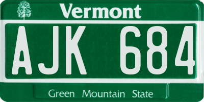 VT license plate AJK684