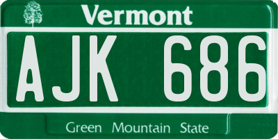 VT license plate AJK686