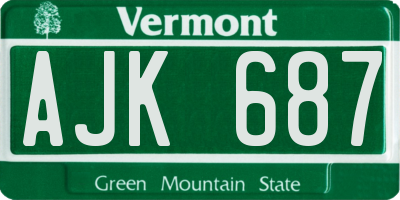 VT license plate AJK687