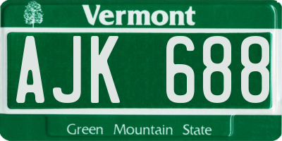 VT license plate AJK688