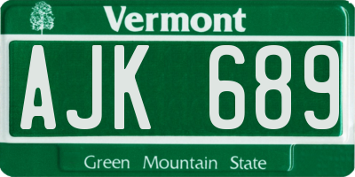 VT license plate AJK689