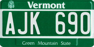 VT license plate AJK690