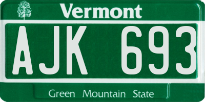 VT license plate AJK693