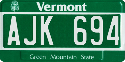 VT license plate AJK694