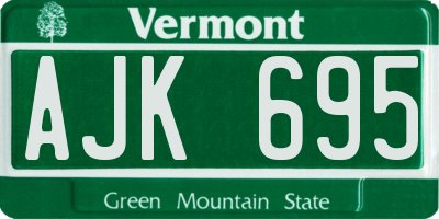 VT license plate AJK695