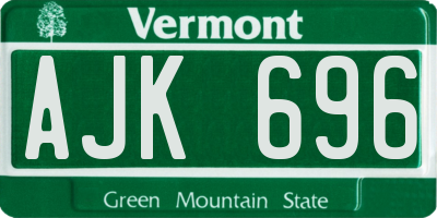 VT license plate AJK696