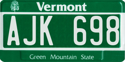 VT license plate AJK698