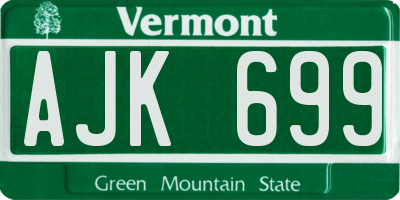 VT license plate AJK699