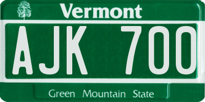 VT license plate AJK700