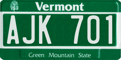 VT license plate AJK701