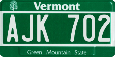 VT license plate AJK702