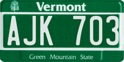 VT license plate AJK703