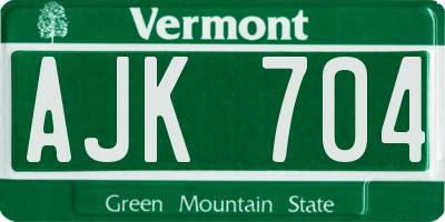 VT license plate AJK704