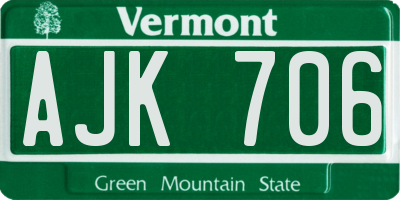 VT license plate AJK706
