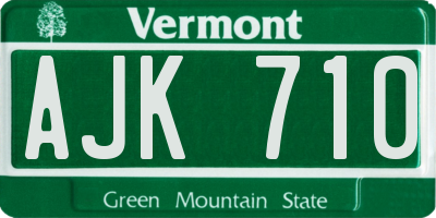 VT license plate AJK710