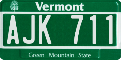 VT license plate AJK711
