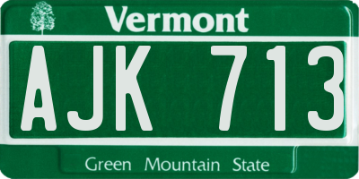 VT license plate AJK713