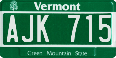 VT license plate AJK715