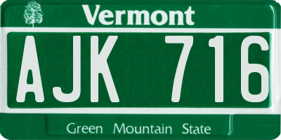 VT license plate AJK716
