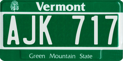 VT license plate AJK717