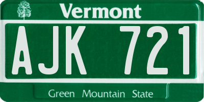 VT license plate AJK721