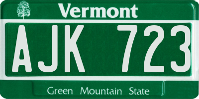 VT license plate AJK723