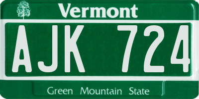 VT license plate AJK724