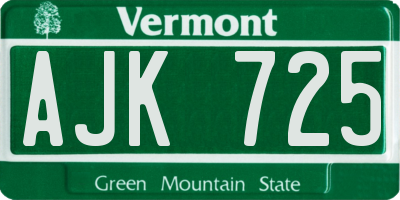 VT license plate AJK725