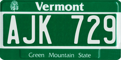 VT license plate AJK729