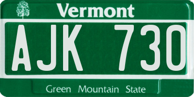 VT license plate AJK730