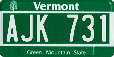 VT license plate AJK731