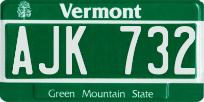 VT license plate AJK732