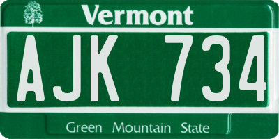 VT license plate AJK734