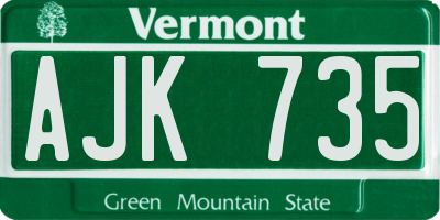 VT license plate AJK735