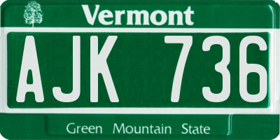 VT license plate AJK736