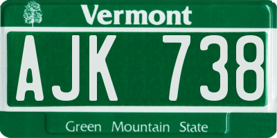 VT license plate AJK738
