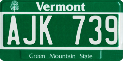 VT license plate AJK739