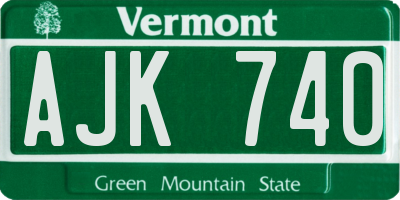 VT license plate AJK740