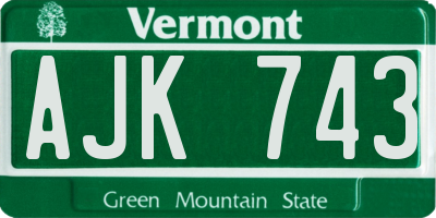 VT license plate AJK743