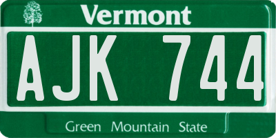 VT license plate AJK744