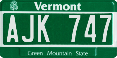 VT license plate AJK747