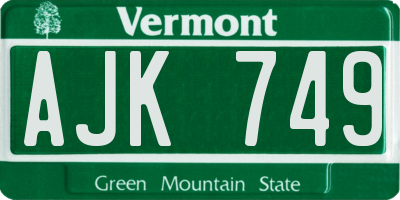 VT license plate AJK749