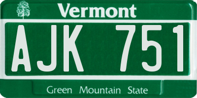 VT license plate AJK751