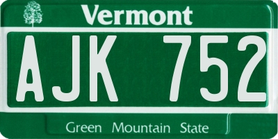 VT license plate AJK752