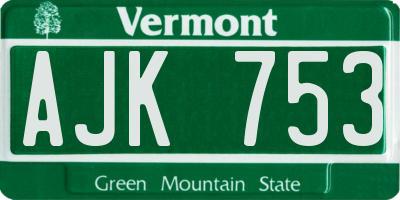 VT license plate AJK753