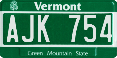 VT license plate AJK754