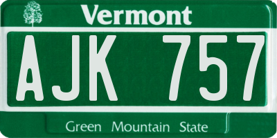 VT license plate AJK757
