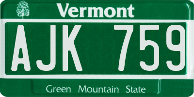 VT license plate AJK759